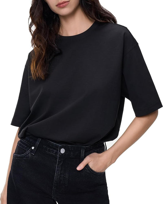 Women Short Sleeve T-Shirt Casual Blouse Cool Trendy Cotton Sorona Basic Top Summer Solid Color Outfits Clothes